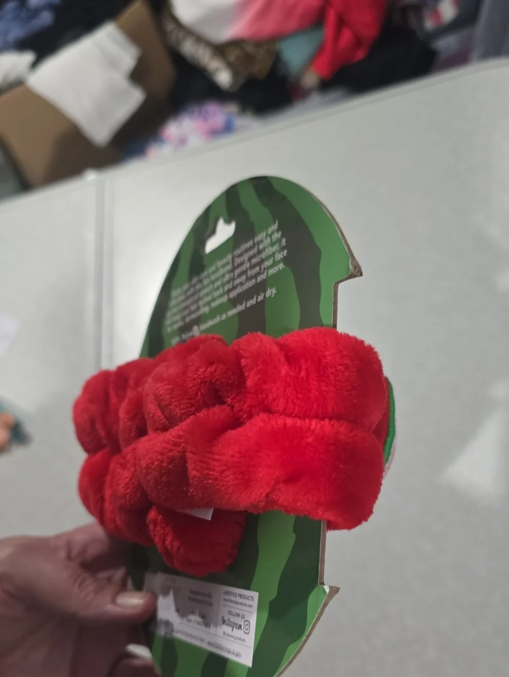 True Beauty Spa Headband - Red Watermelon Plush Womens Accessory New Never Used